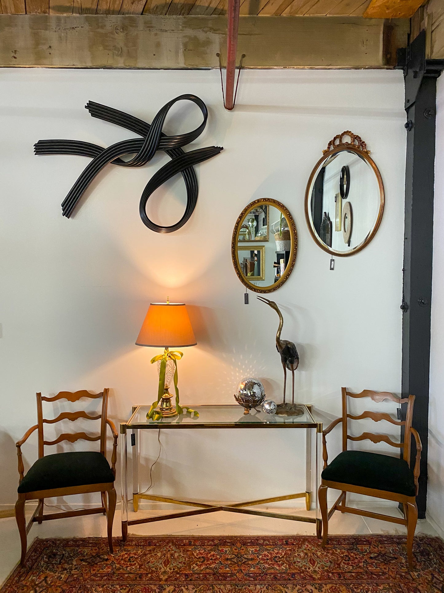 Brass & Lucite Entry Table