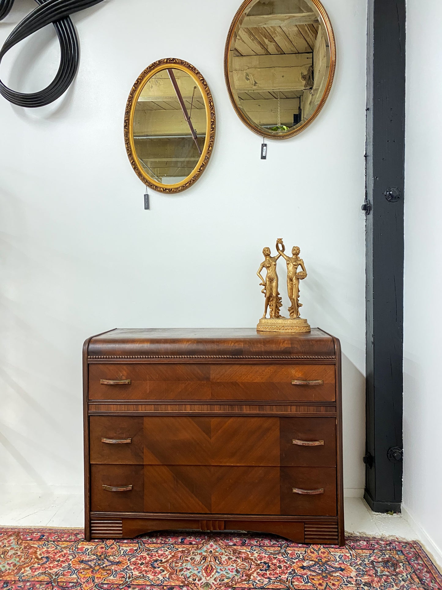 Antique Three Drawer Waterfall Chest