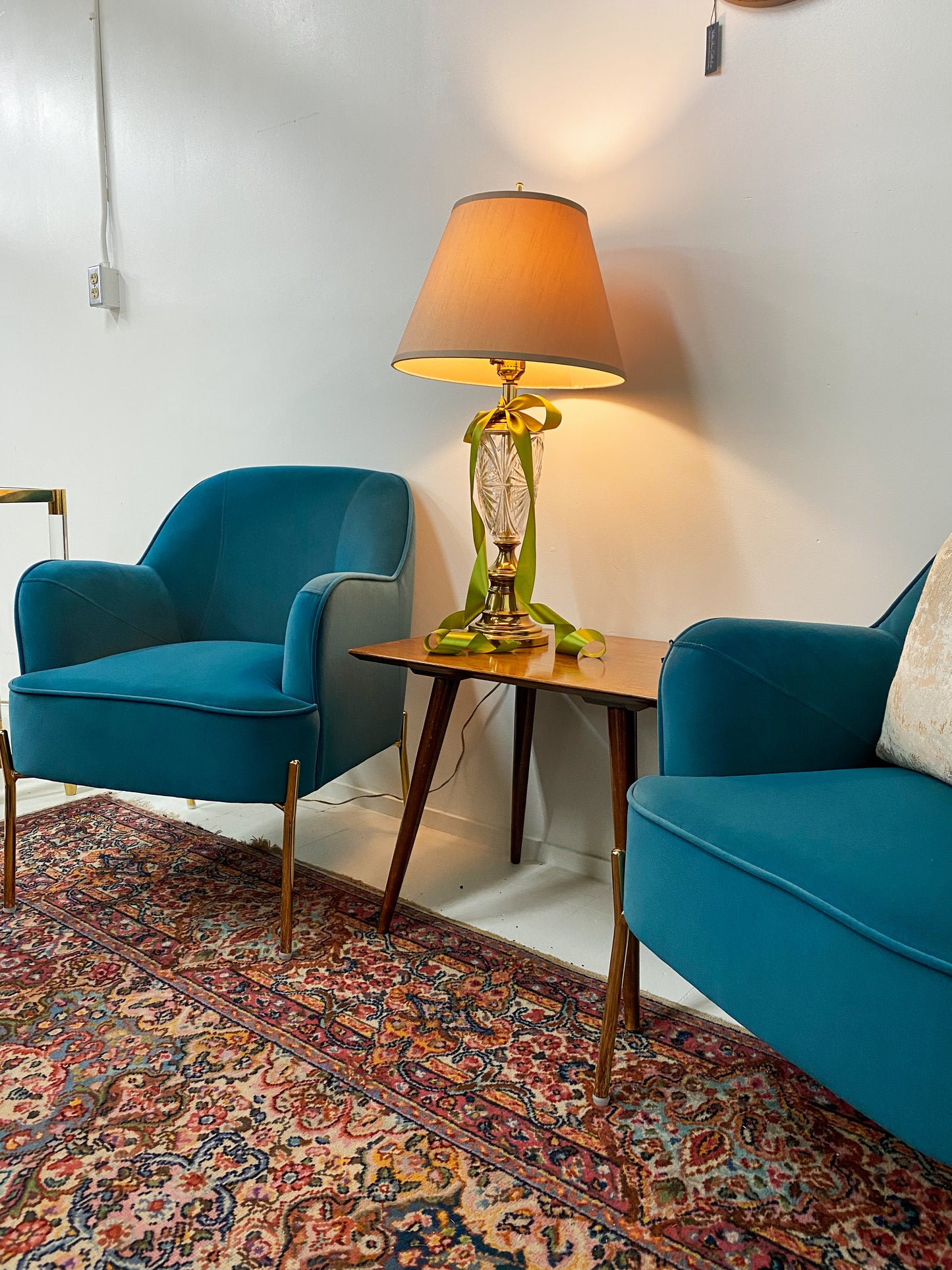 Peacock Velvet Chair Pair