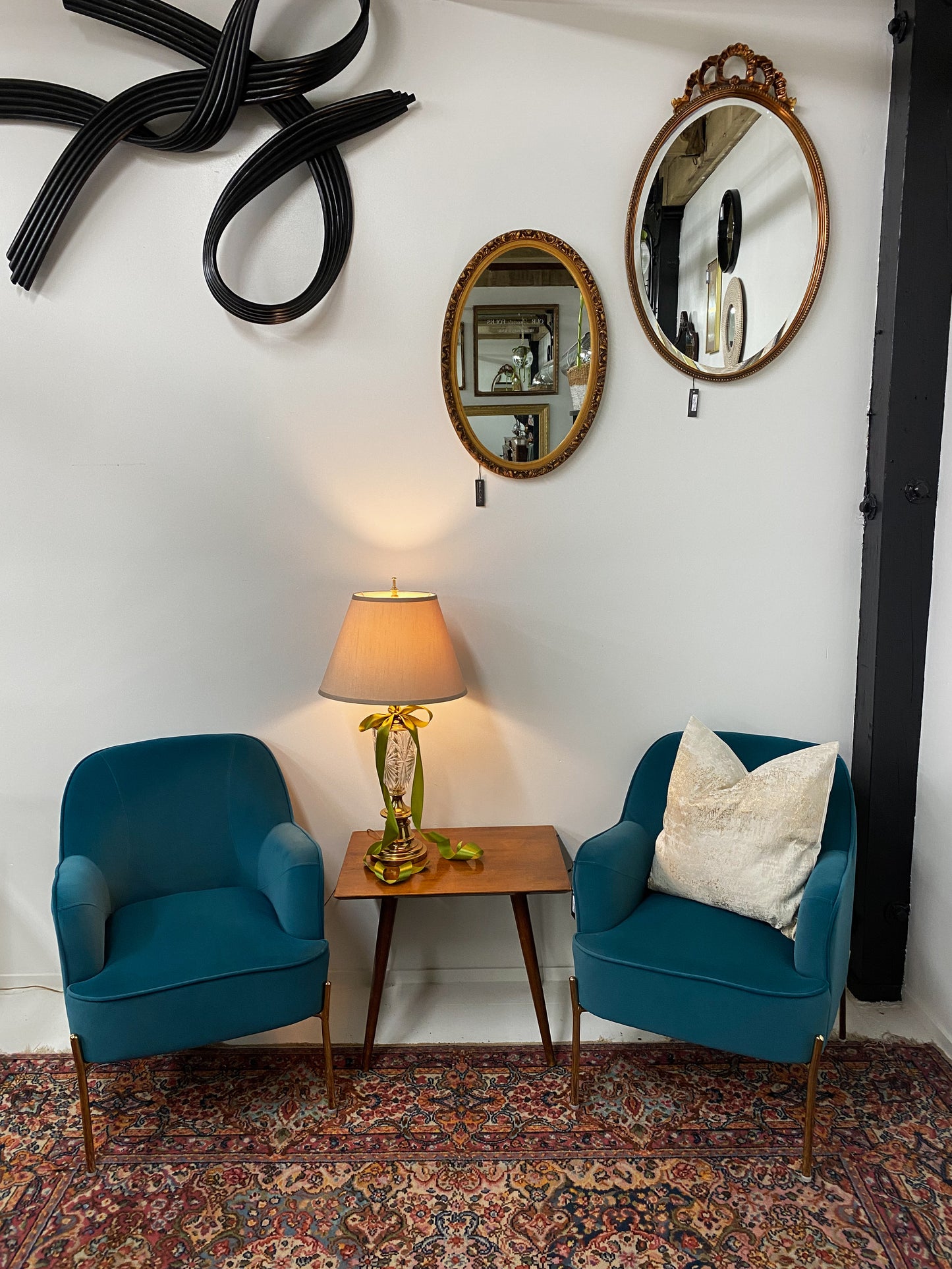 Peacock Velvet Chair Pair