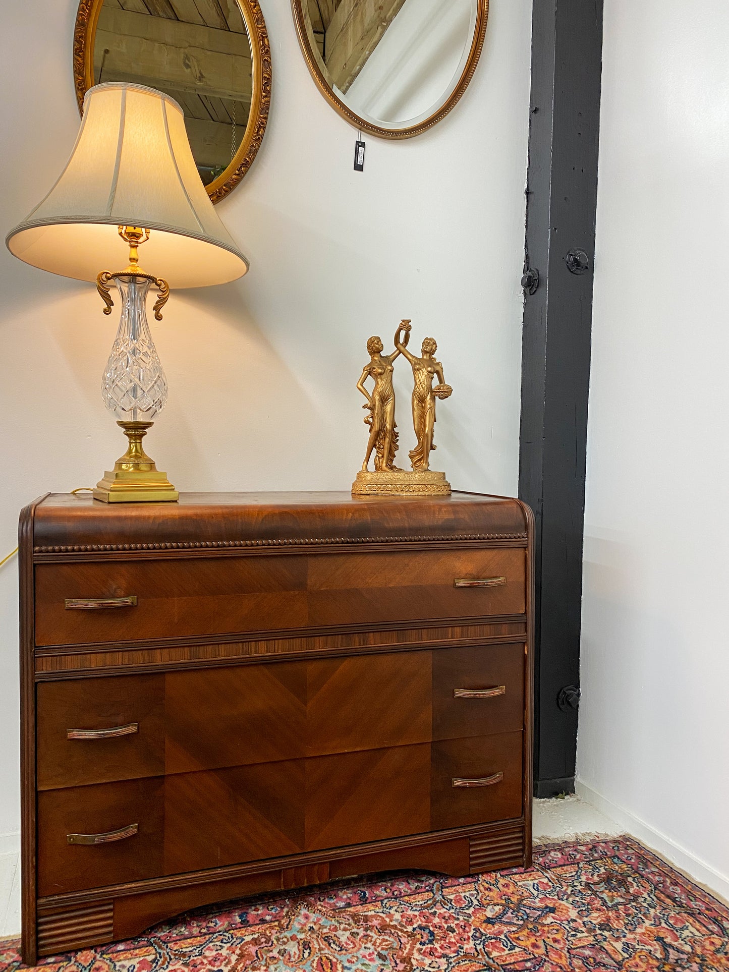 Antique Three Drawer Waterfall Chest