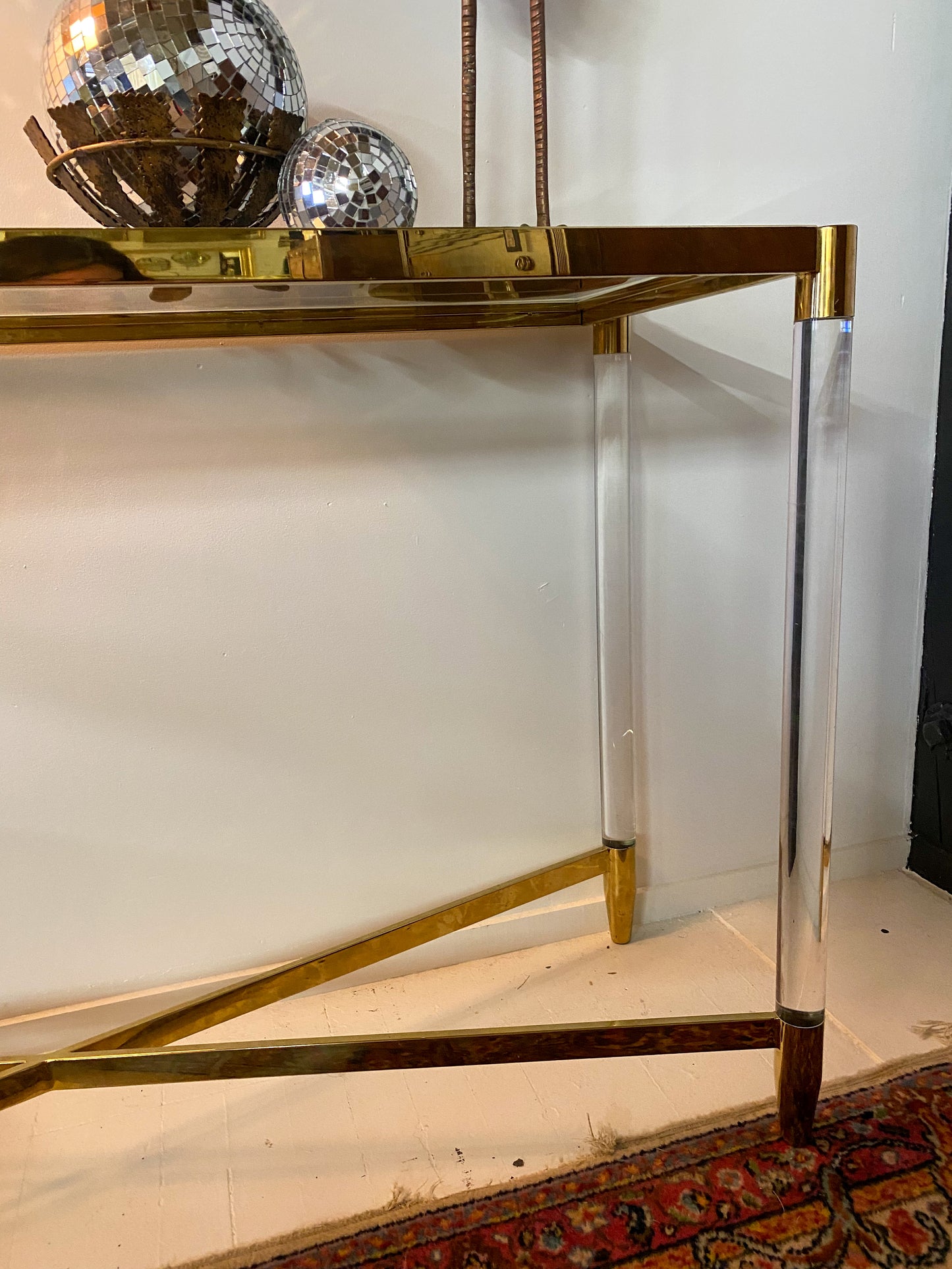 Brass & Lucite Entry Table