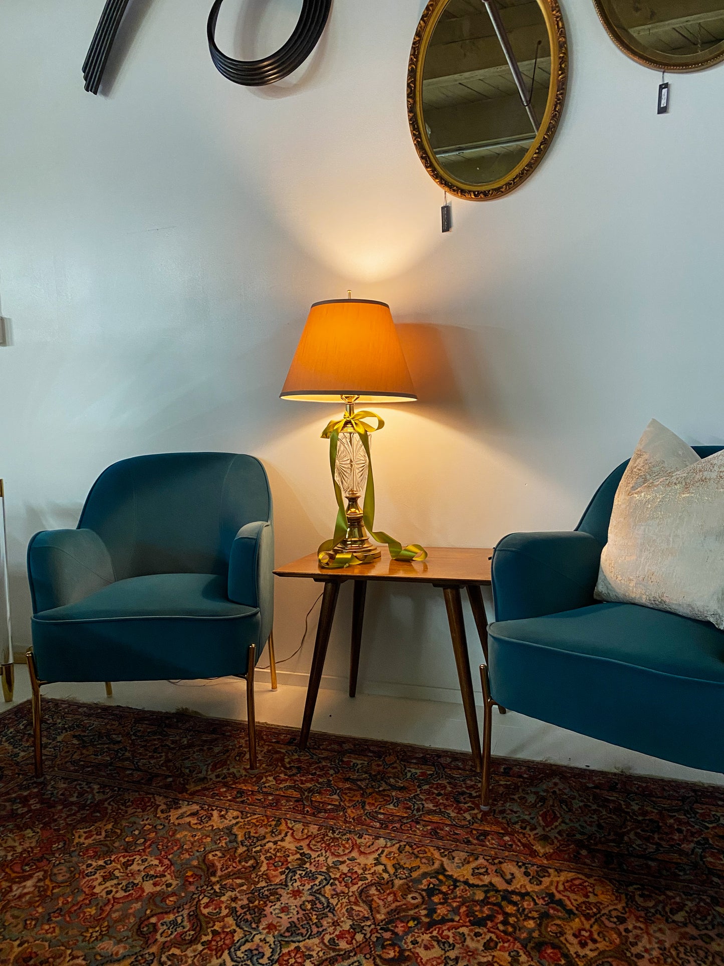 Peacock Velvet Chair Pair
