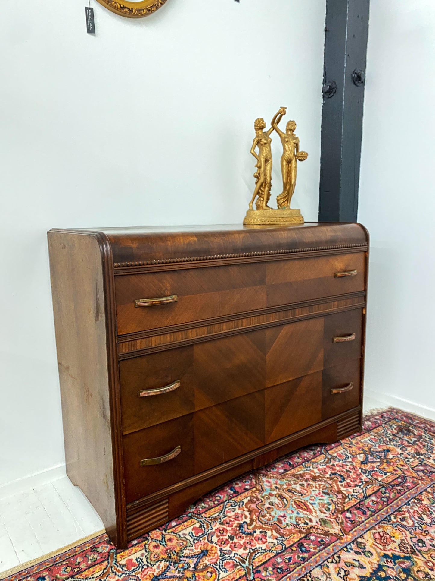 Antique Three Drawer Waterfall Chest