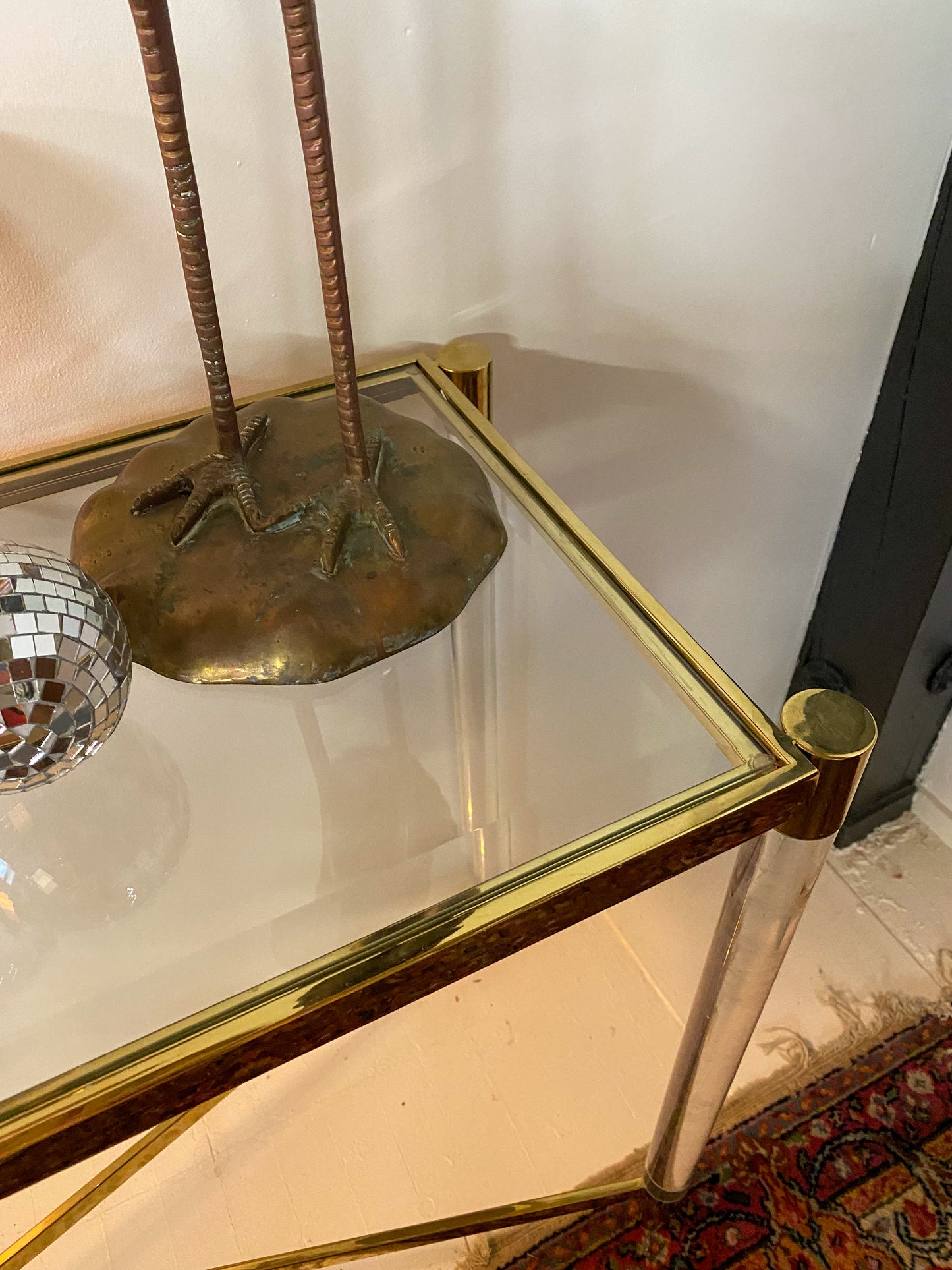 Brass & Lucite Entry Table