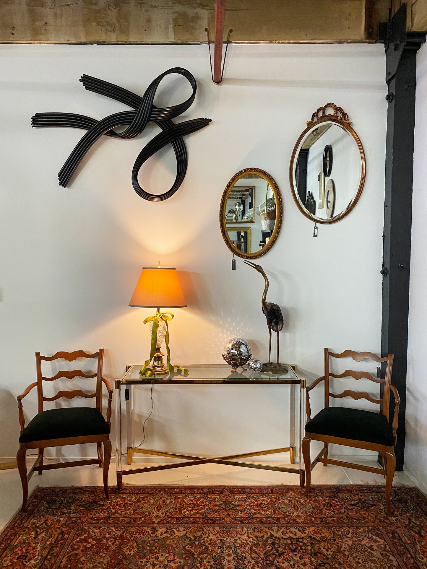 Brass & Lucite Entry Table