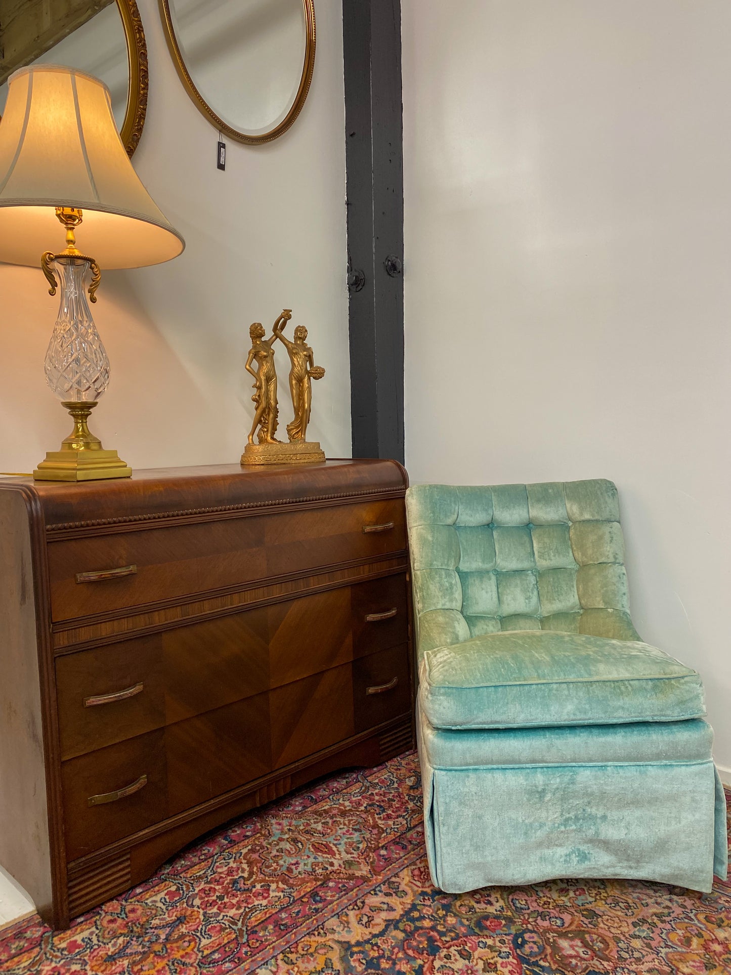 Antique Three Drawer Waterfall Chest