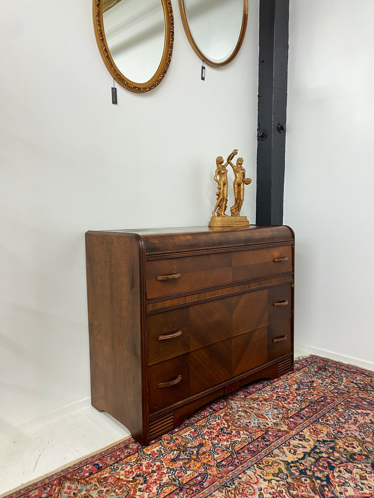 Antique Three Drawer Waterfall Chest