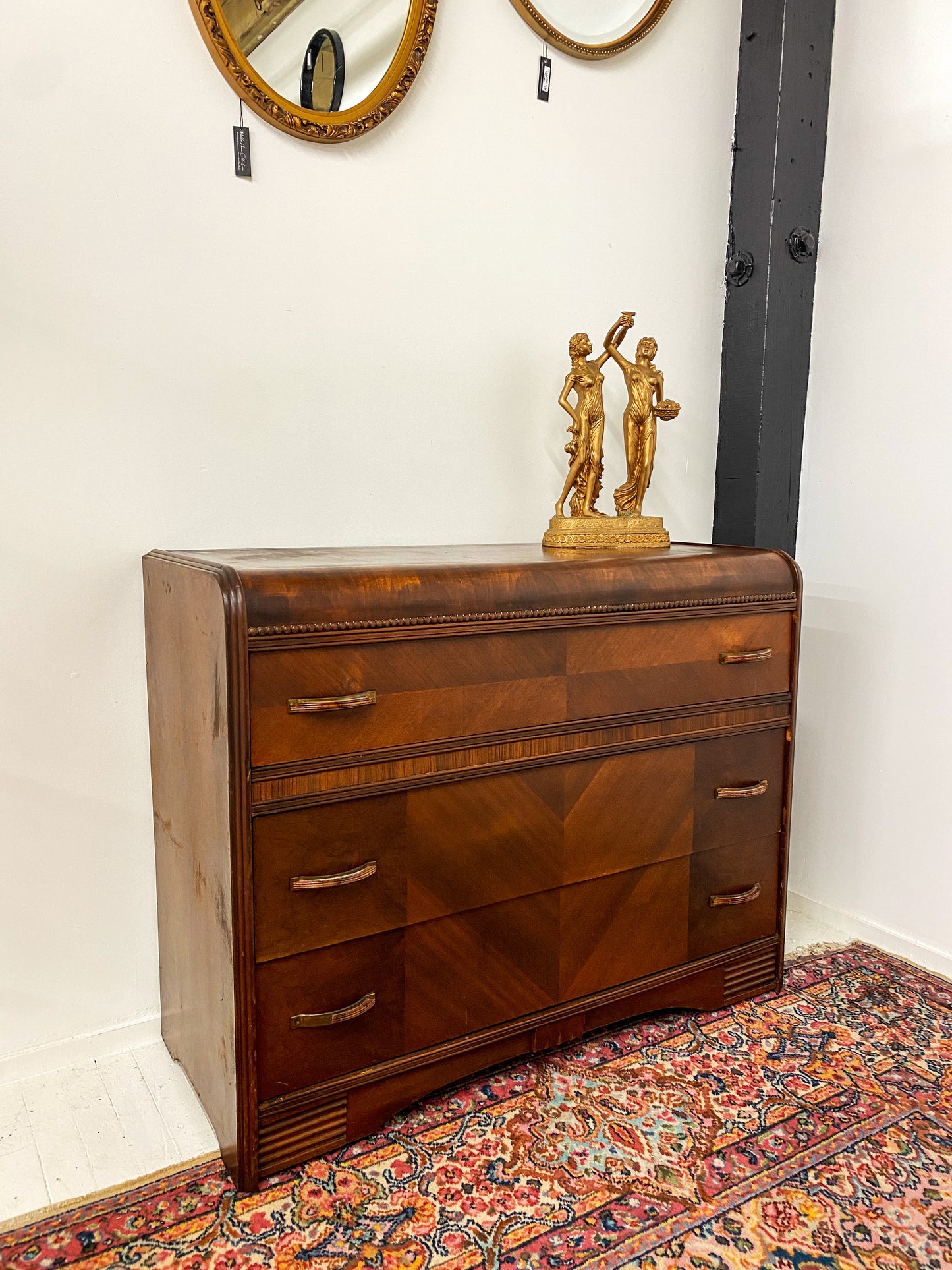 Antique Three Drawer Waterfall Chest