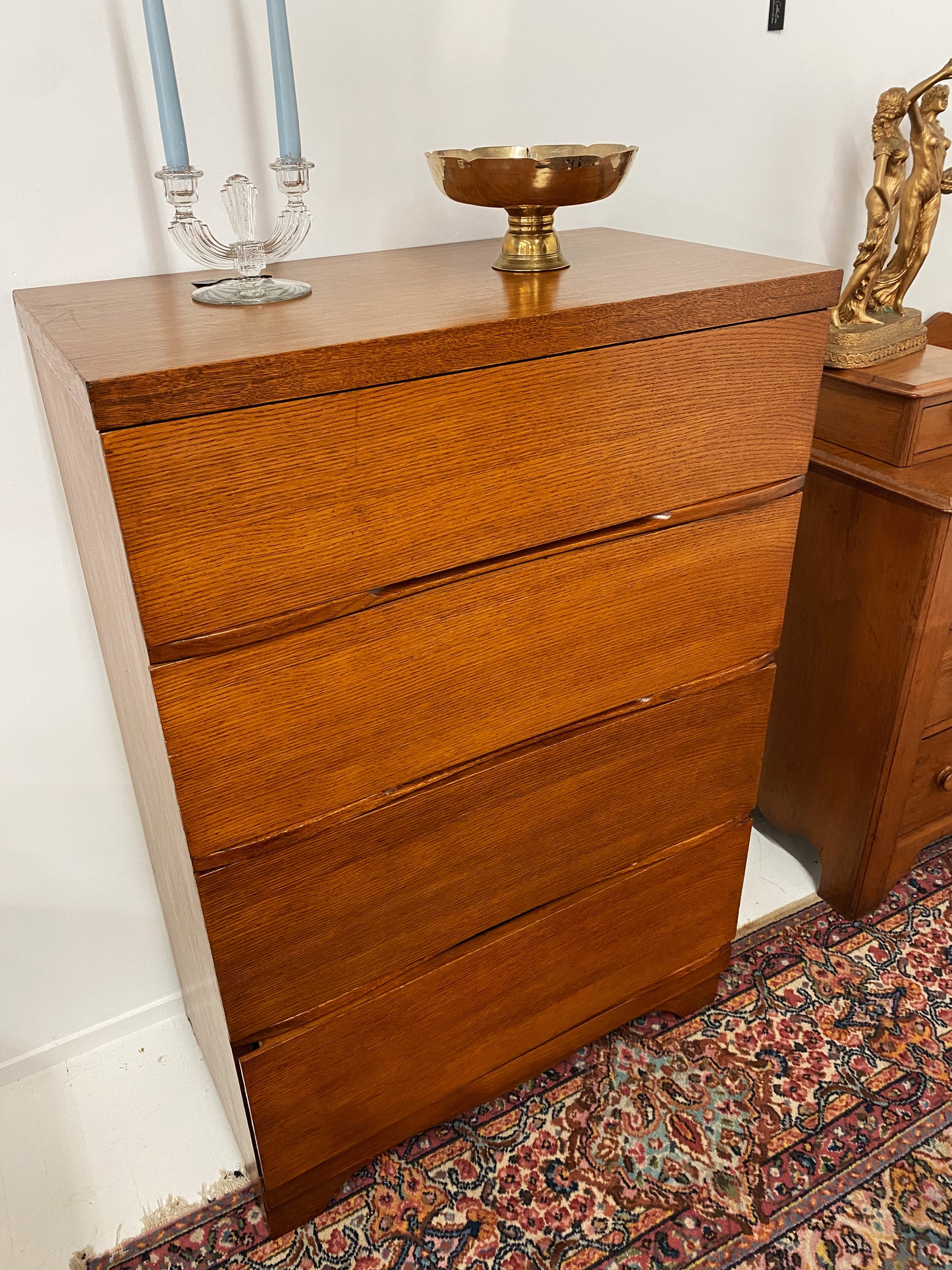 Mid-Century Wood 4 Drawer Chest