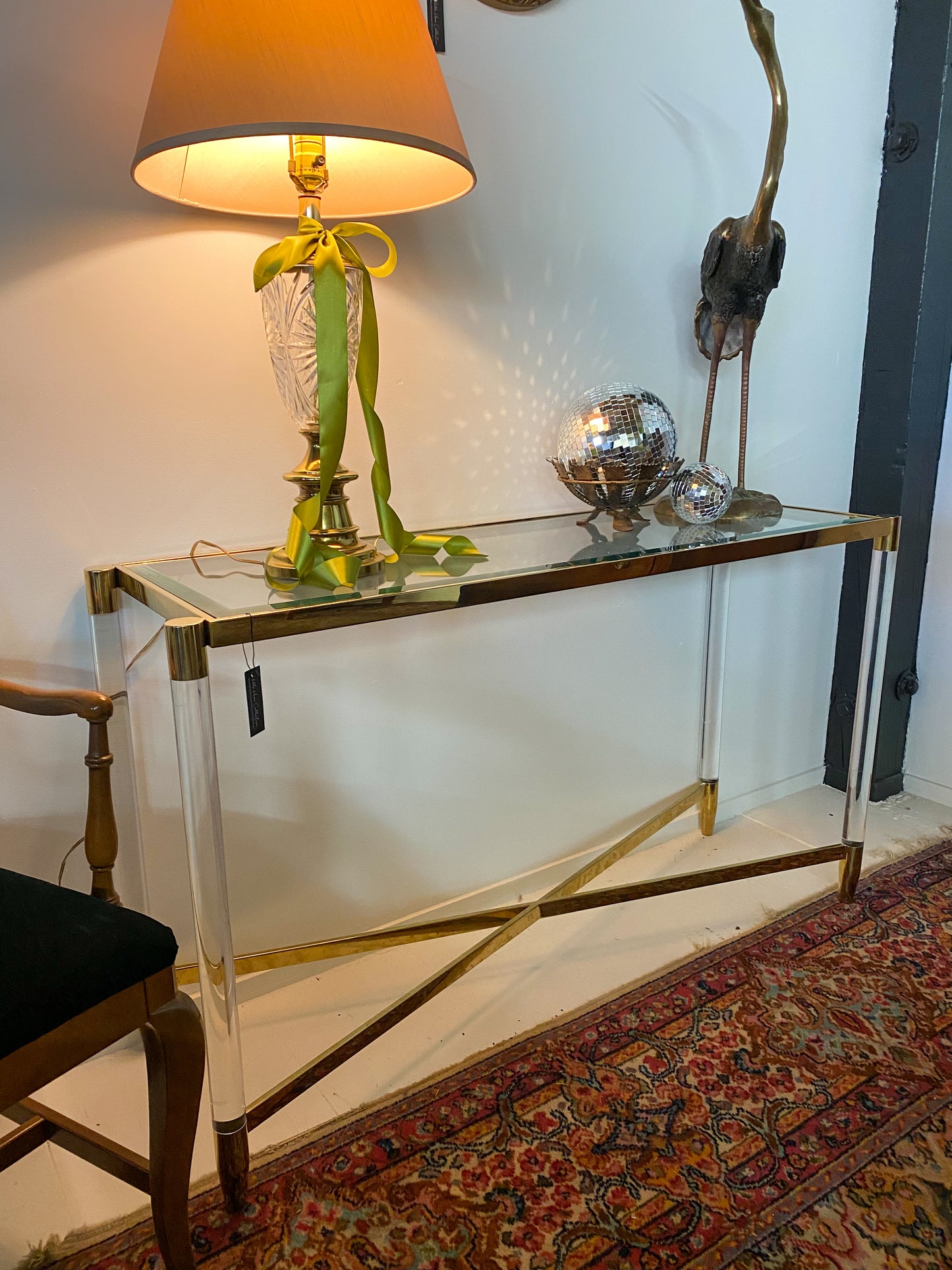 Brass & Lucite Entry Table