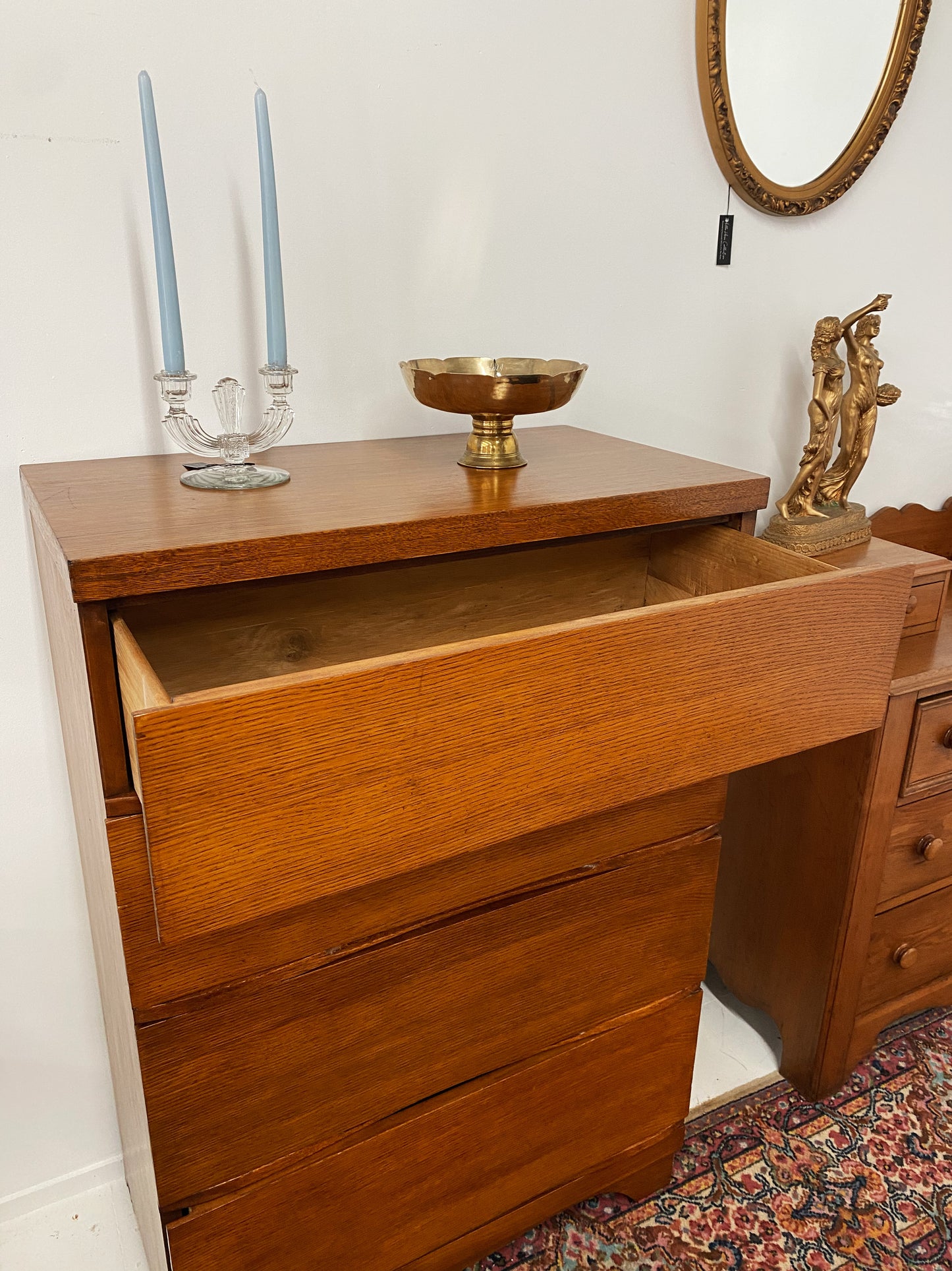 Mid-Century Wood 4 Drawer Chest