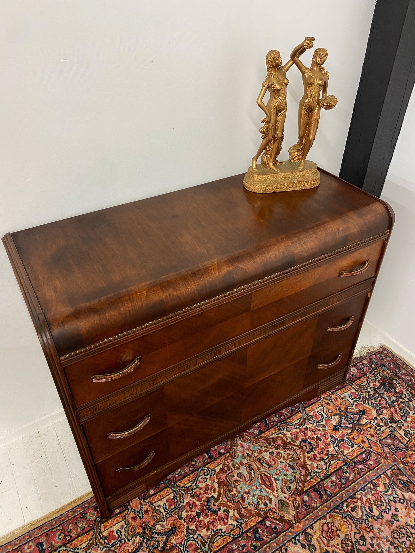 Antique Three Drawer Waterfall Chest
