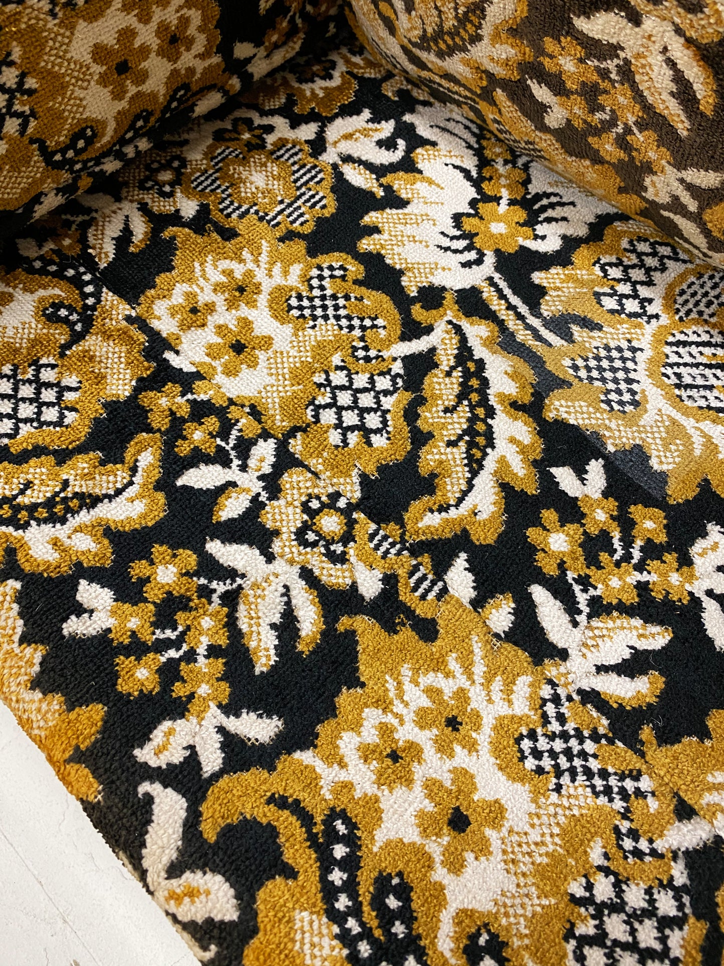 Mid Century Quilted Chenille Sofa