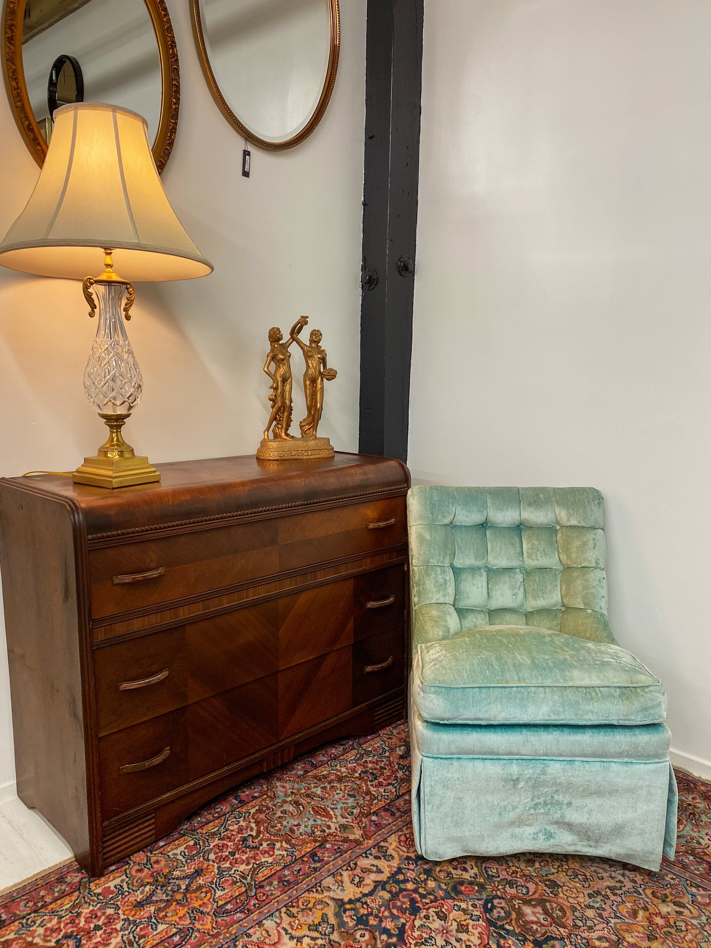 Sky Velvet Slipper Chair