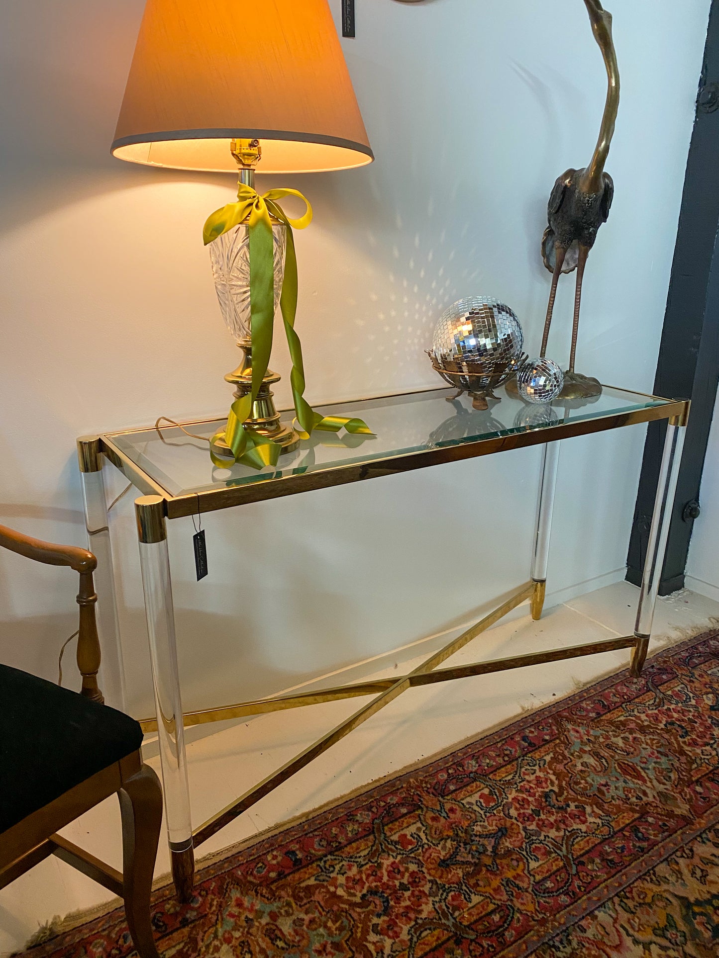 Brass & Lucite Entry Table