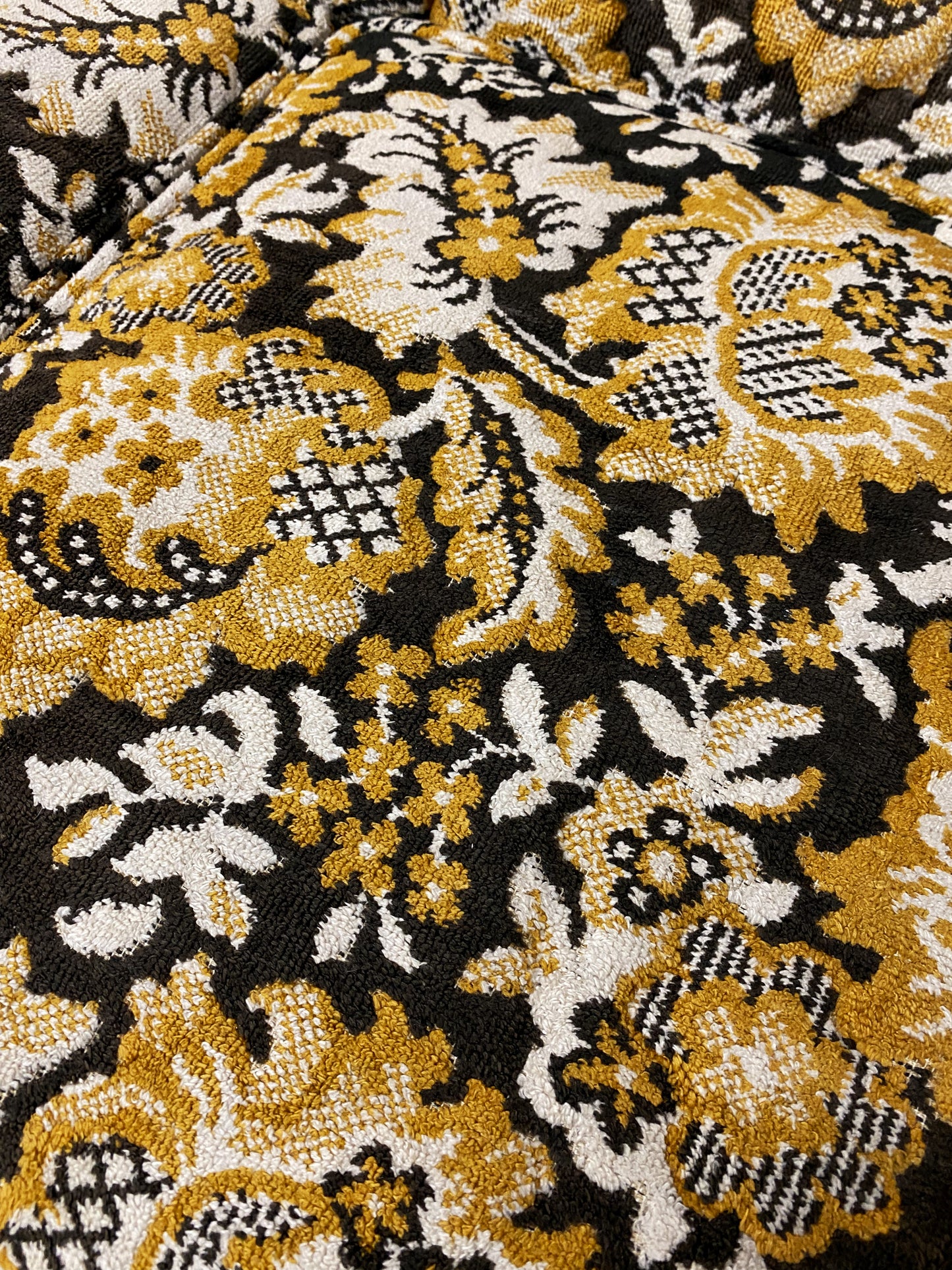Mid Century Quilted Chenille Sofa
