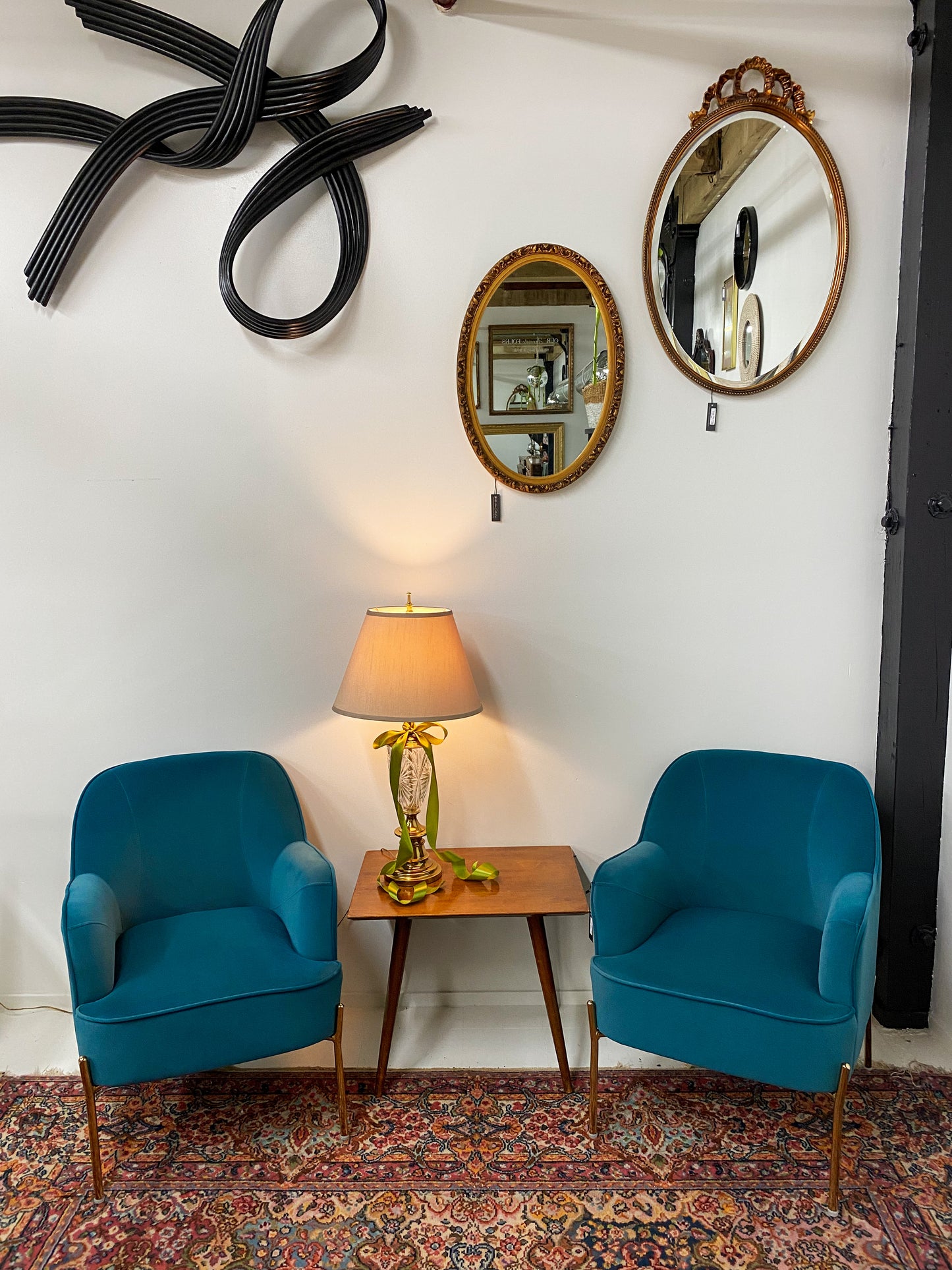 Peacock Velvet Chair Pair