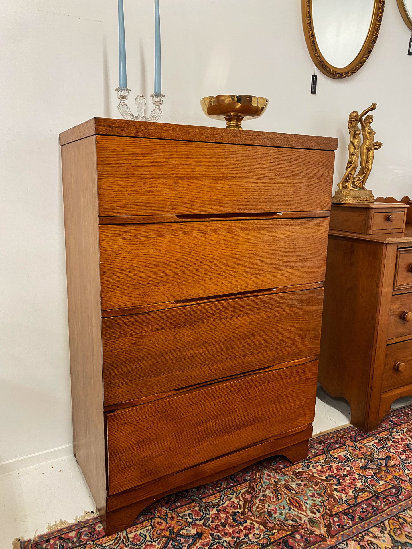 Mid-Century Wood 4 Drawer Chest