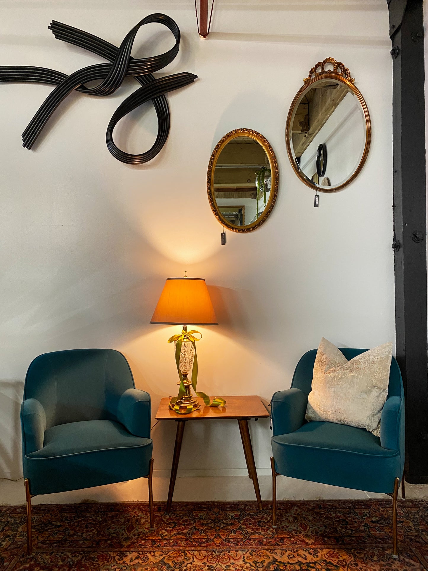 Peacock Velvet Chair Pair