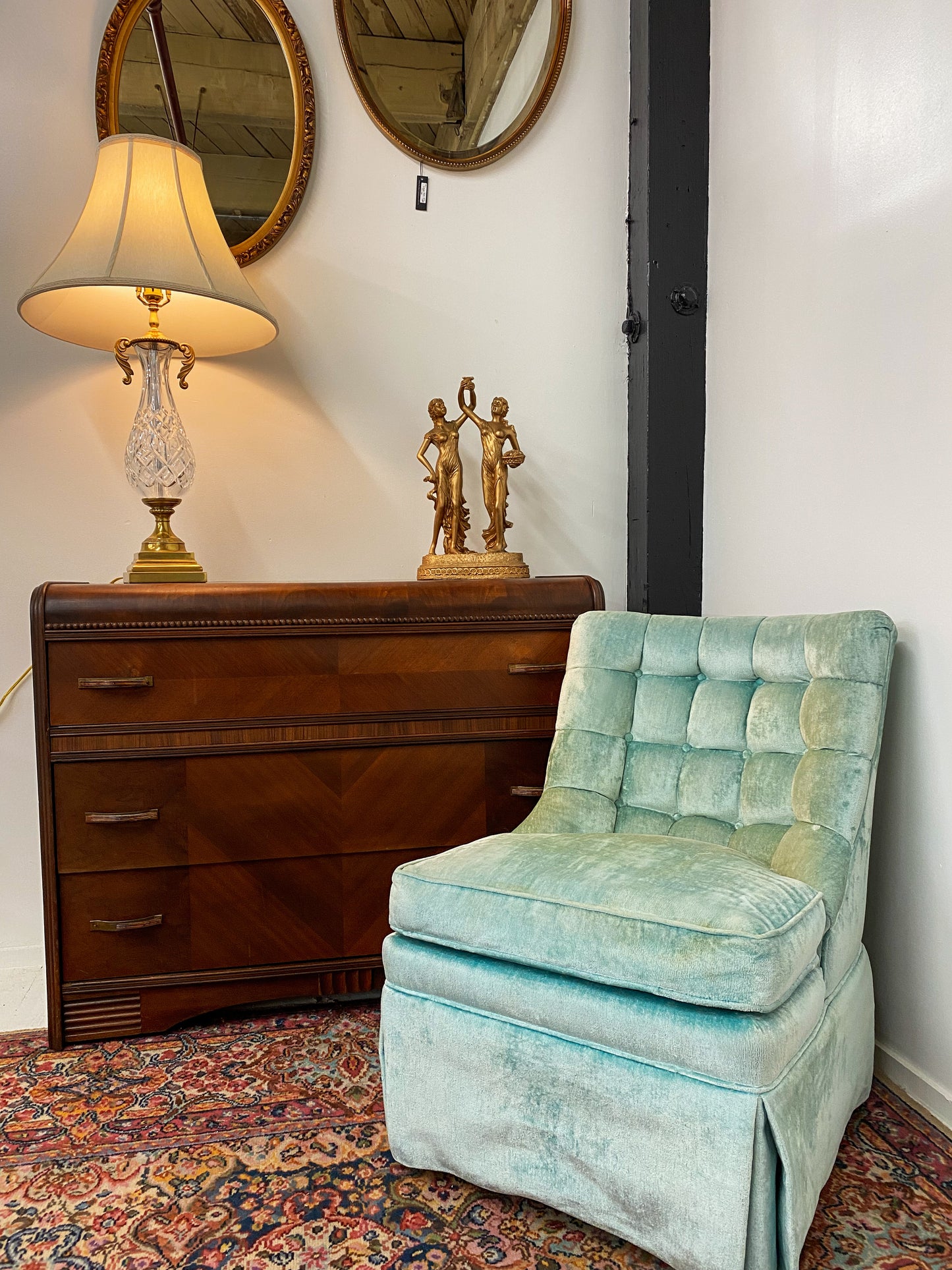 Sky Velvet Slipper Chair