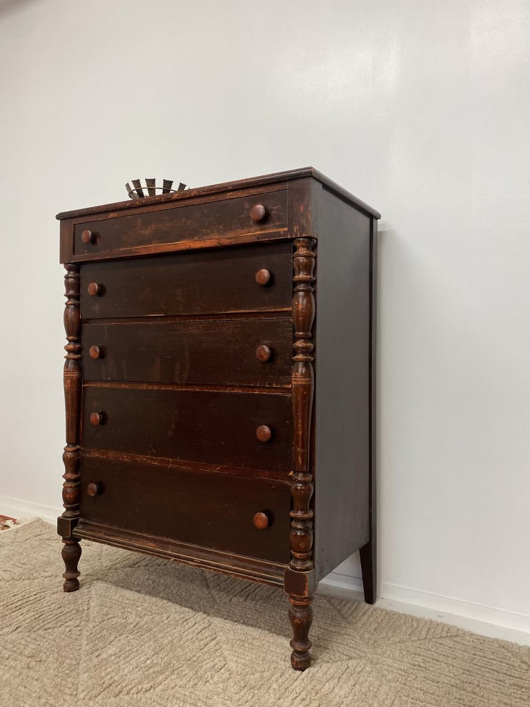 Five Drawer Spindle Dresser Chest