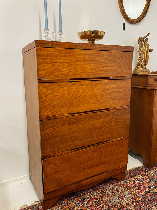 Mid-Century Wood 4 Drawer Chest