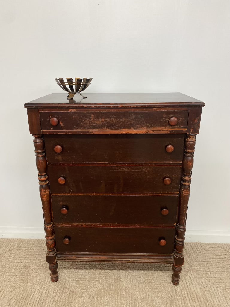 Five Drawer Spindle Dresser Chest