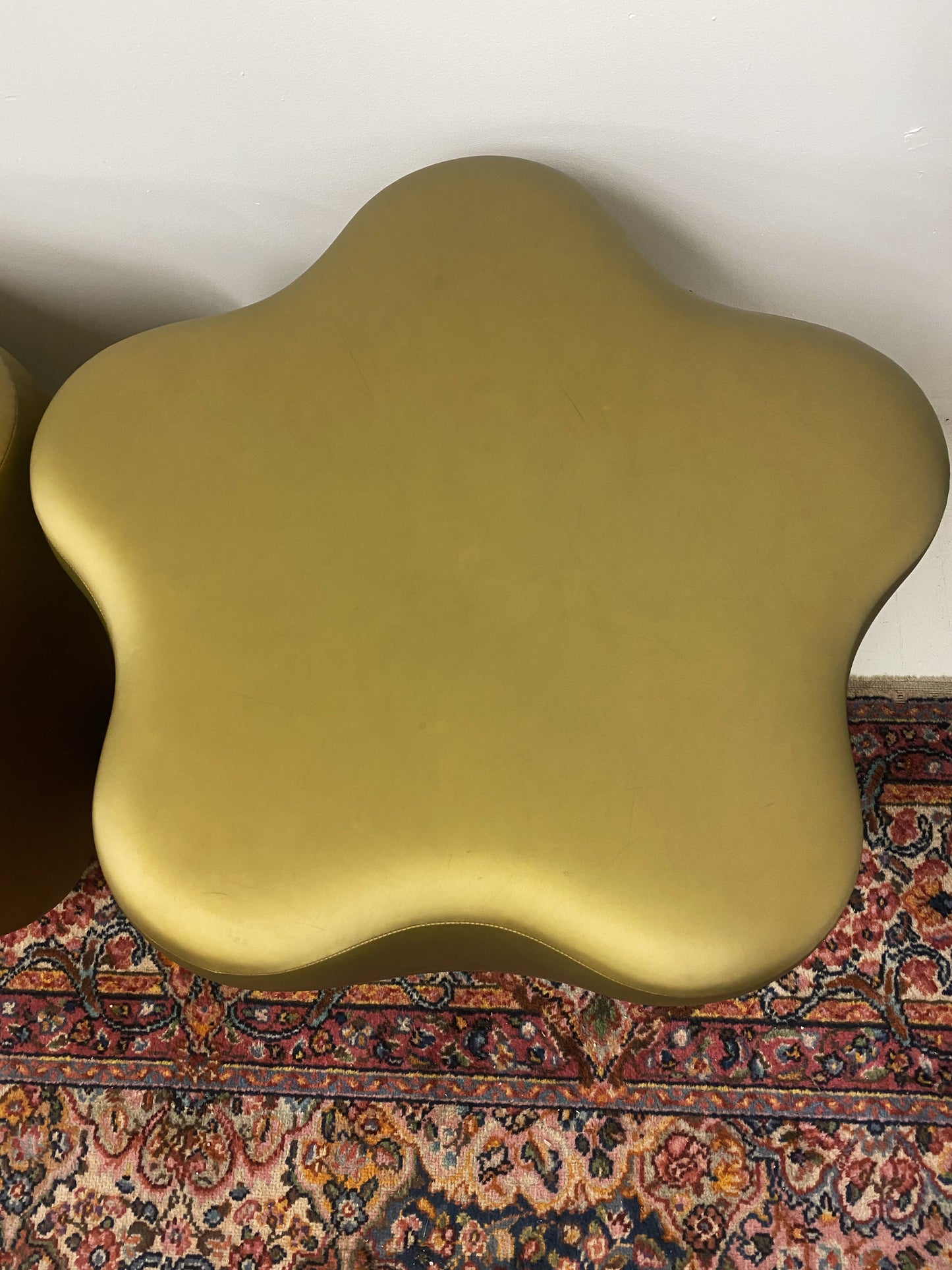 Flower Vinyl Ottoman Pair