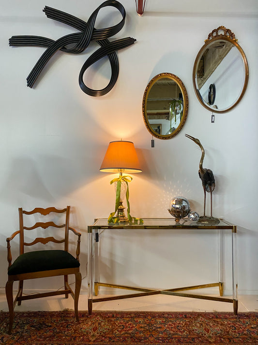 Brass & Lucite Entry Table