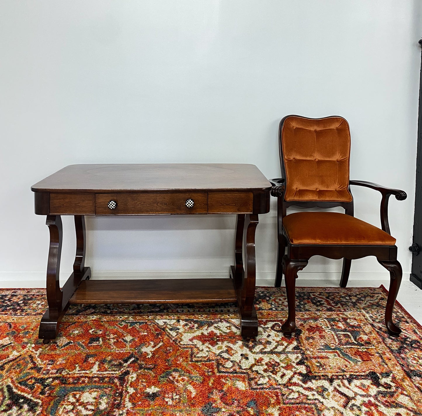 Antique Amber Velvet Armchair