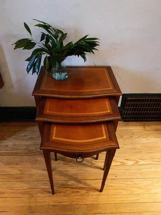 1960’s Henredon Leather Top Nesting Tables