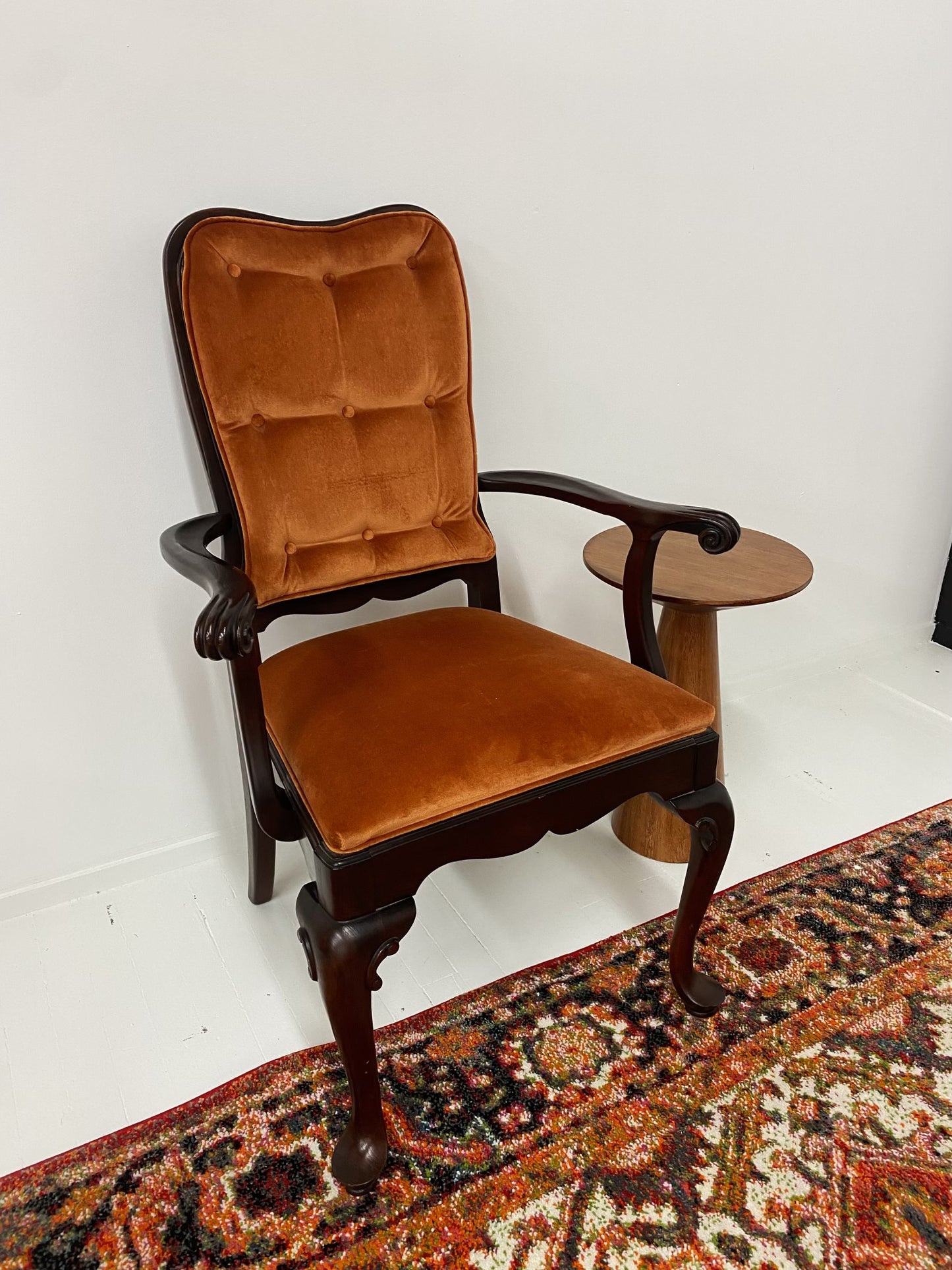 Antique Amber Velvet Armchair