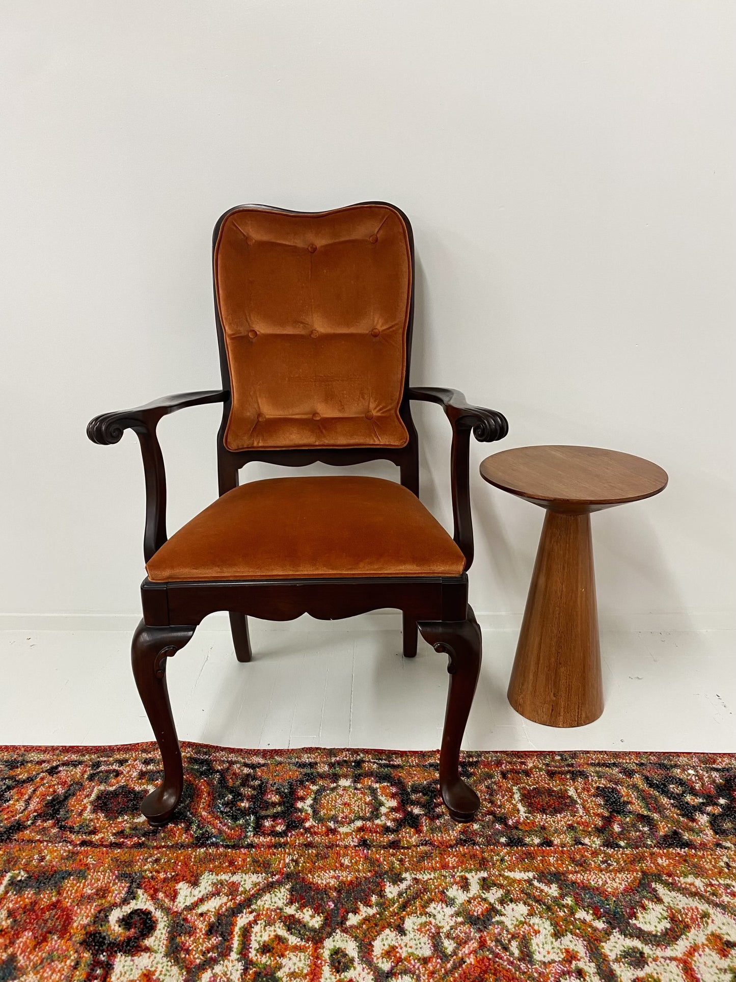 Antique Amber Velvet Armchair