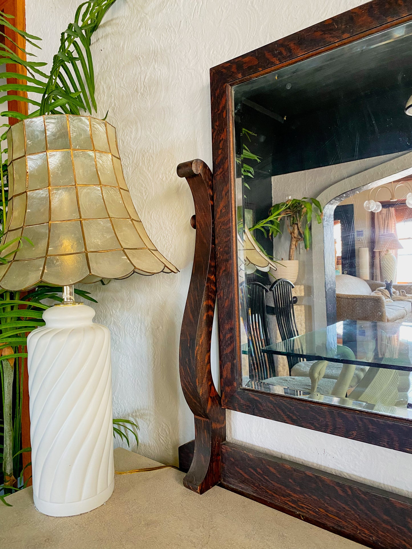 Antique Tigerwood Mantle Mirror